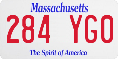 MA license plate 284YG0
