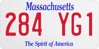 MA license plate 284YG1