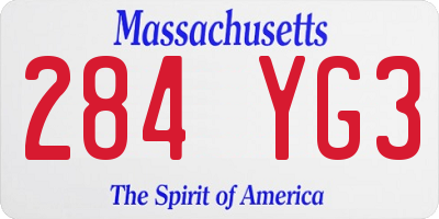 MA license plate 284YG3