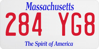 MA license plate 284YG8