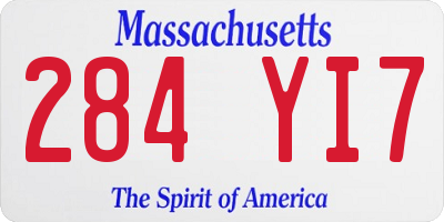 MA license plate 284YI7