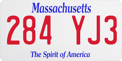 MA license plate 284YJ3
