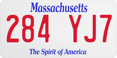 MA license plate 284YJ7