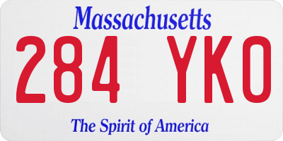 MA license plate 284YK0