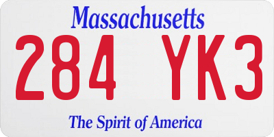 MA license plate 284YK3