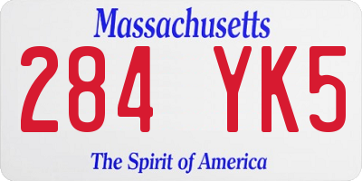 MA license plate 284YK5