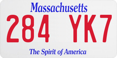 MA license plate 284YK7
