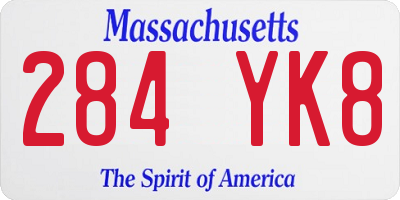 MA license plate 284YK8