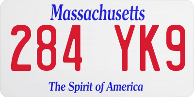 MA license plate 284YK9