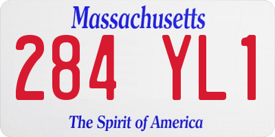 MA license plate 284YL1