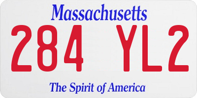 MA license plate 284YL2