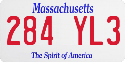 MA license plate 284YL3