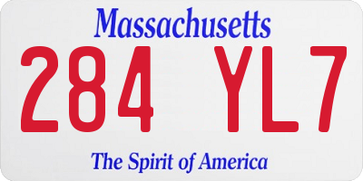 MA license plate 284YL7