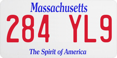 MA license plate 284YL9