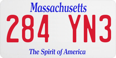 MA license plate 284YN3
