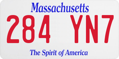 MA license plate 284YN7