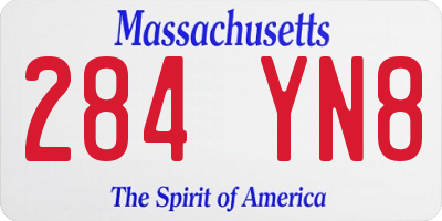 MA license plate 284YN8