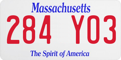 MA license plate 284YO3