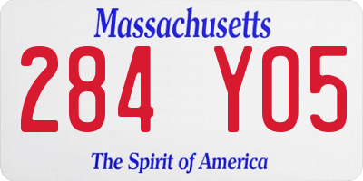 MA license plate 284YO5