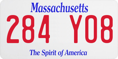 MA license plate 284YO8