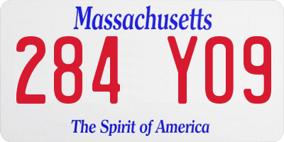 MA license plate 284YO9