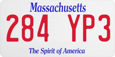 MA license plate 284YP3
