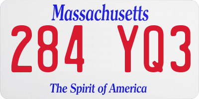 MA license plate 284YQ3