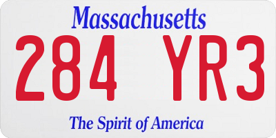 MA license plate 284YR3