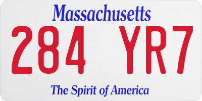 MA license plate 284YR7