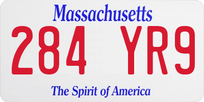 MA license plate 284YR9