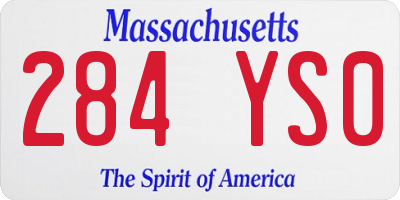 MA license plate 284YS0