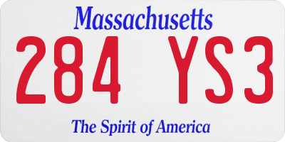 MA license plate 284YS3