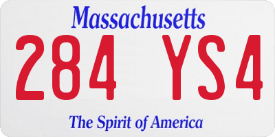 MA license plate 284YS4