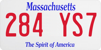 MA license plate 284YS7