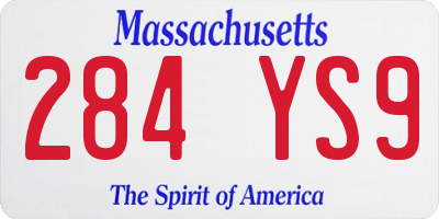 MA license plate 284YS9