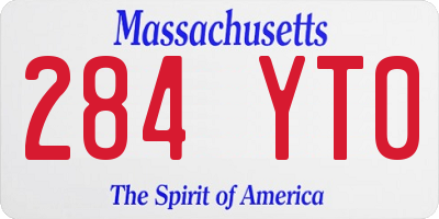 MA license plate 284YT0