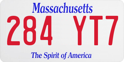 MA license plate 284YT7