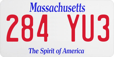 MA license plate 284YU3