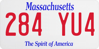 MA license plate 284YU4