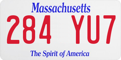 MA license plate 284YU7