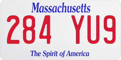 MA license plate 284YU9