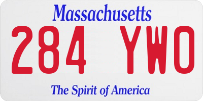 MA license plate 284YW0
