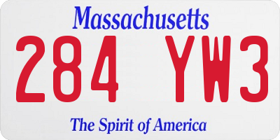 MA license plate 284YW3