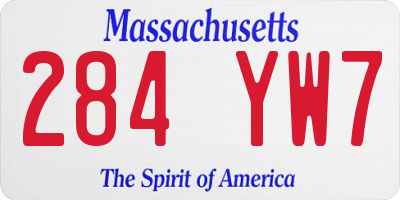 MA license plate 284YW7