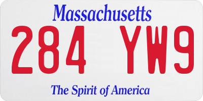 MA license plate 284YW9