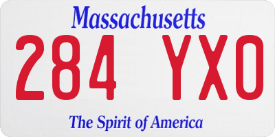 MA license plate 284YX0