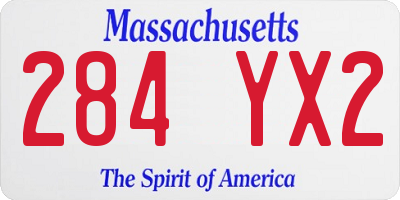 MA license plate 284YX2