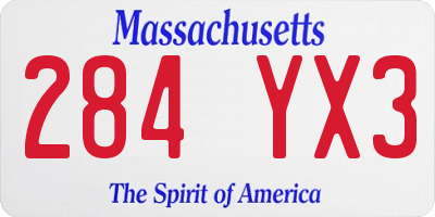 MA license plate 284YX3