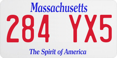 MA license plate 284YX5