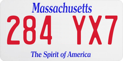 MA license plate 284YX7